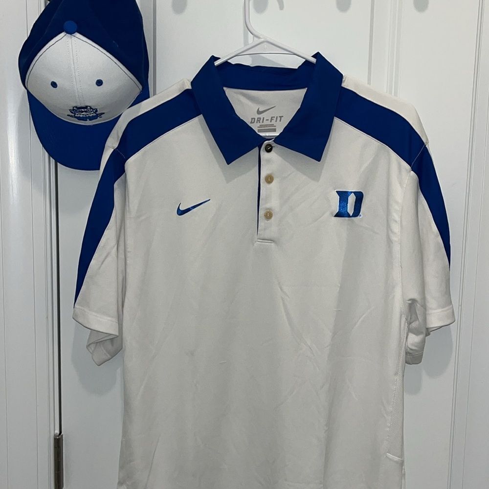 Nike Dri Fit Duke Blue Devils Basketball Football Golf Polo Shirt XL Slim Only